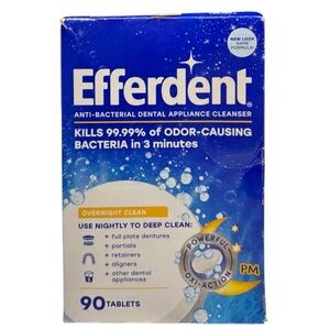 Efferdent PM Overnight Clean Dental Appliance Cleanser 90 tabs Oxi Action